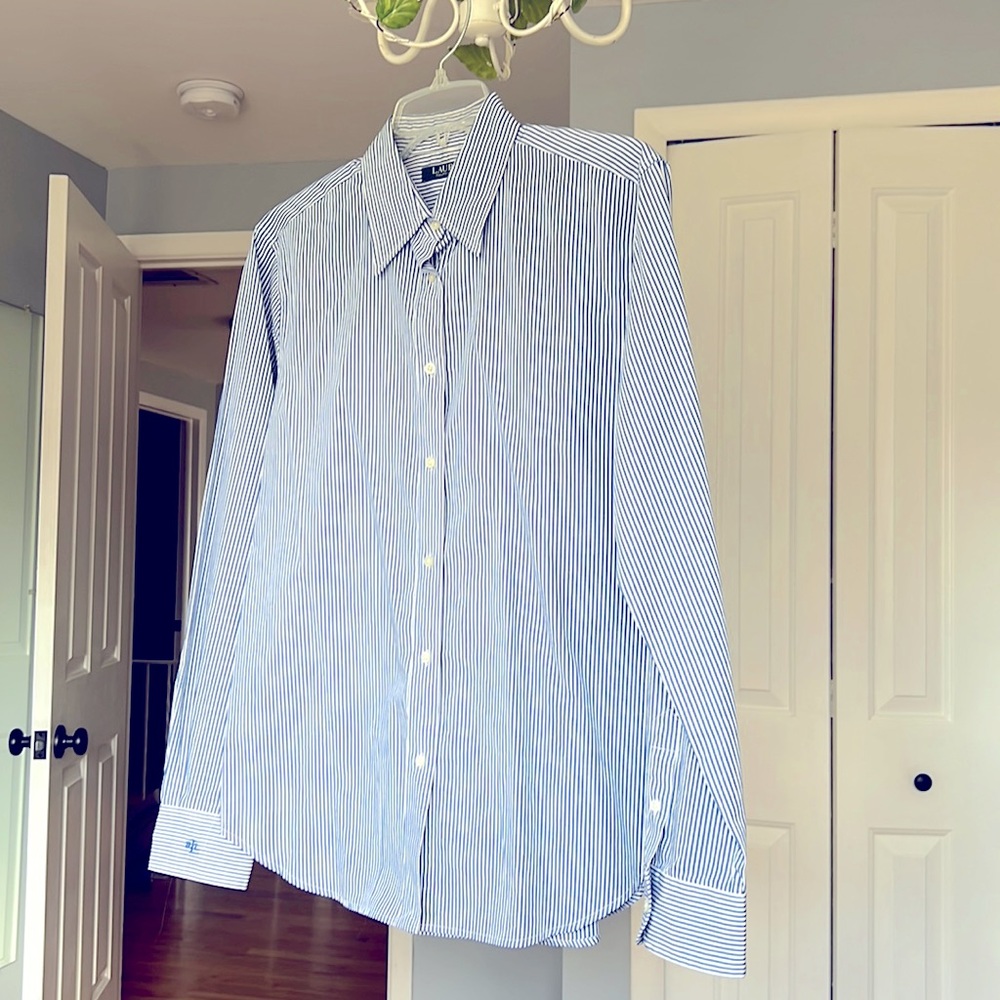 Ralph Lauren blue and white striped shirt like new